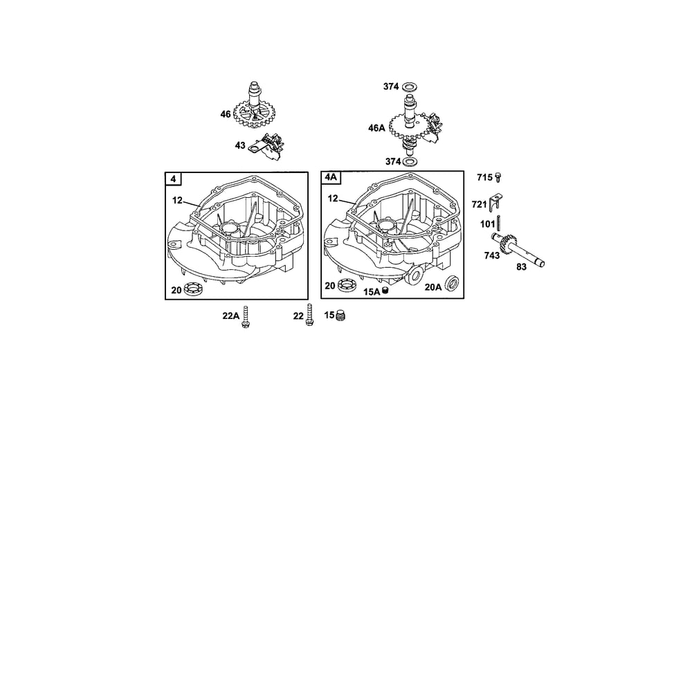 Engine Sump/Camshaft Diagram and Parts List for 12C800TO12C899  Briggs and Stratton Engine